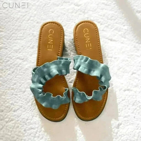 Womens Sky Blue Swirl Flats